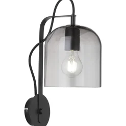 WOFI Wandlampe Schwarz Metall Glas Modern E27 VASYA* Wandleuchten|Küchenlampen