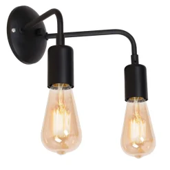 Sale Luminex Wandlampe Schwarz Metall Retro Design 2 flammig