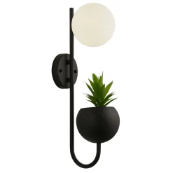 Searchlight Wandlampe Schwarz Weiß G9 H: 46 cm Metall mit Topf* Wandleuchten|Flurlampen