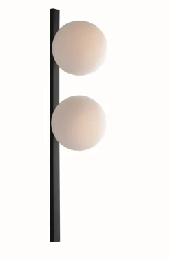 Hot Eco-Light Wandlampe Schwarz Weiß Glaskugel E14 H:60 cm 2-flammig