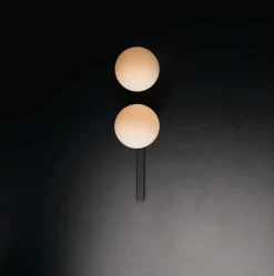 Hot Eco-Light Wandlampe Schwarz Weiß Glaskugel E14 H:60 cm 2-flammig