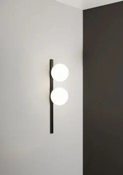 Hot Eco-Light Wandlampe Schwarz Weiß Glaskugel E14 H:60 cm 2-flammig