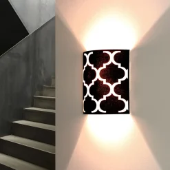 ALDEX Wandlampe Schwarz Weiß Retro Muster Up Down H: 25 cm* Wandleuchten|Flurlampen