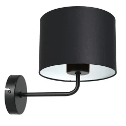 Luminex Wandlampe Schwarz Weiß Stoff Metall H:23 cm wohnlich* Wandleuchten|Schlafzimmer Lampen