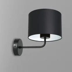 Luminex Wandlampe Schwarz Weiß Stoff Metall H:23 cm wohnlich* Wandleuchten|Schlafzimmer Lampen