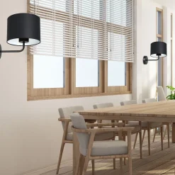 Luminex Wandlampe Schwarz Weiß Stoff Metall H:23 cm wohnlich* Wandleuchten|Schlafzimmer Lampen