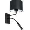 Luminex Wandlampe Schwarz Weiß Stoff Lesearm E27 G9 wohnlich* Wandleuchten|Schlafzimmer Lampen