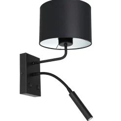Luminex Wandlampe Schwarz Weiß Stoff Lesearm E27 G9 wohnlich* Wandleuchten|Schlafzimmer Lampen