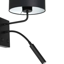 Luminex Wandlampe Schwarz Weiß Stoff Lesearm E27 G9 wohnlich* Wandleuchten|Schlafzimmer Lampen