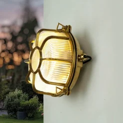 Lido Wandlampe SIFNOS Messing IP64 rund Ø24cm Außenwand* Außenwandleuchten|Moderne Lampen