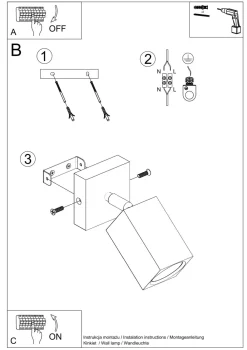 Sollux Wandlampe Spot verstellbar GU10 eckig Modern Holz