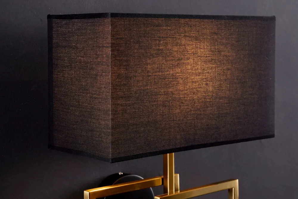 Clearance Invicta Interior Wandlampe Stoff blendarm T:20 cm E27 in Gold Schwarz