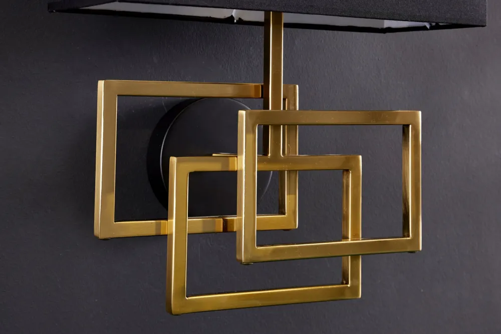 Clearance Invicta Interior Wandlampe Stoff blendarm T:20 cm E27 in Gold Schwarz