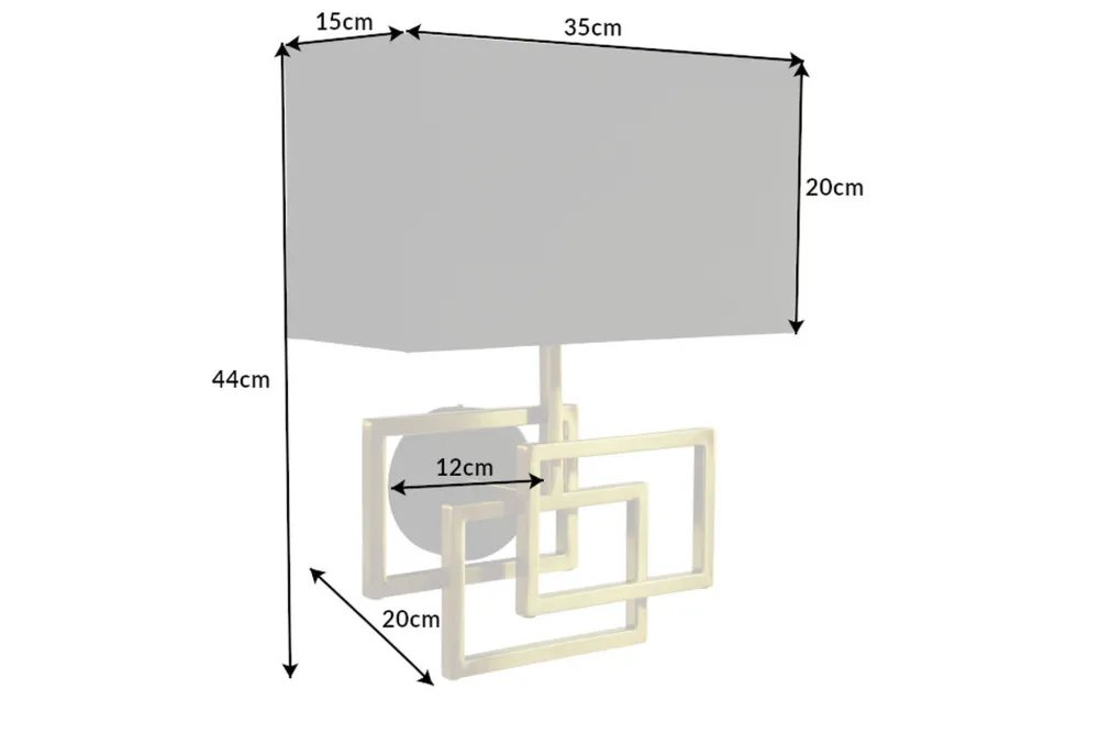 Clearance Invicta Interior Wandlampe Stoff blendarm T:20 cm E27 in Gold Schwarz