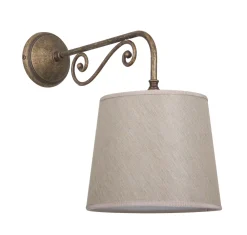 Outlet Giovanni Battista Wandlampe Stoff Messing E27 in Bronze antik Rustikal
