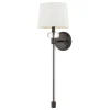 Discount Elstead Wandlampe Stoff Metall 67,6 cm hoch Modern Bronze Antik Weiß