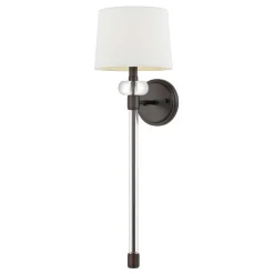Discount Elstead Wandlampe Stoff Metall 67,6 cm hoch Modern Bronze Antik Weiß