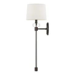 Discount Elstead Wandlampe Stoff Metall 67,6 cm hoch Modern Bronze Antik Weiß