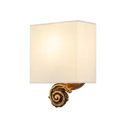 Online Elstead Wandlampe Stoffschirm H: 25,4 cm in Blattgold Weiß