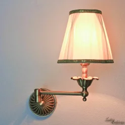 Clearance Giovanni Battista Wandlampe Stoffschirm Weiß aus Echt-Messing