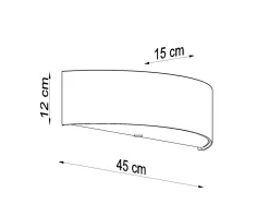 Sollux Wandlampe Up Down Schwarz Stoff Glas 45 cm indirekt* Wandleuchten|Flurlampen