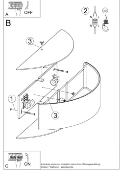 Sollux Wandlampe Up Down Schwarz Stoff Glas 45 cm indirekt* Wandleuchten|Flurlampen