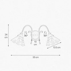 Giovanni Battista Wandlampe verstellbar B: 35 cm Keramik Messing 2-flammig E14* Spots|Badezimmer Lampe