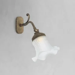 Giovanni Battista Wandlampe verstellbar E14 in Bronze Antik Weiß Messing Glas* Wohnzimmerlampen|Glaslampen