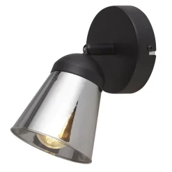 Sale Searchlight Wandlampe verstellbar Schwarz Rauchgrau E14 Glasschirm