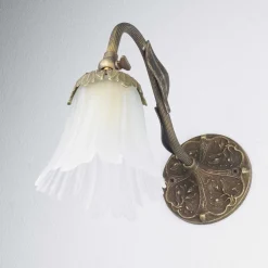 Giovanni Battista Wandlampe Weiß aus Glas und Echt-Messing* Wohnzimmerlampen|Glaslampen