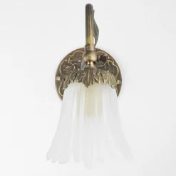 Giovanni Battista Wandlampe Weiß aus Glas und Echt-Messing* Wohnzimmerlampen|Glaslampen