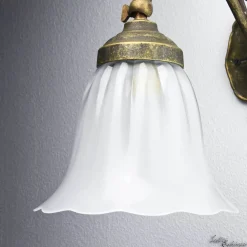 Giovanni Battista Wandlampe Weiß Floral aus Echt-Messing* Wandleuchten|Küchenlampen