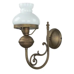 Best Giovanni Battista Wandlampe Weiß Glasschirm aus Echt-Messing Antik