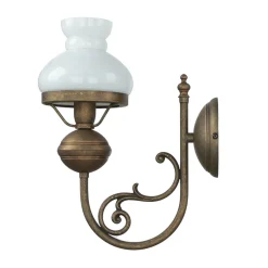 Best Giovanni Battista Wandlampe Weiß Glasschirm aus Echt-Messing Antik