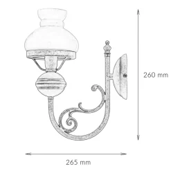 Best Giovanni Battista Wandlampe Weiß Glasschirm aus Echt-Messing Antik