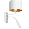 Luminex Wandlampe Weiß Gold Stoff Lesearm E27 G9 blendarm* Wandleuchten|Schlafzimmer Lampen