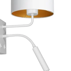 Luminex Wandlampe Weiß Gold Stoff Lesearm E27 G9 blendarm* Wandleuchten|Schlafzimmer Lampen