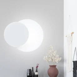 Emibig Wandlampe Weiß Metall Holz rund Skandinavisch G9* Wandleuchten|Flurlampen