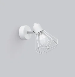 Sale Sollux Wandlampe Weiß schwenkbar Draht Schirm E27 Retro