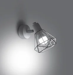 Sale Sollux Wandlampe Weiß schwenkbar Draht Schirm E27 Retro