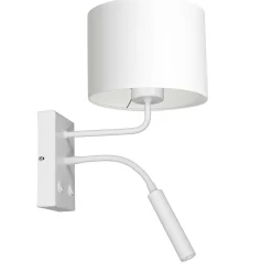 Luminex Wandlampe Weiß Stoff Lesearm E27 G9 H:38 cm blendarm* Wandleuchten|Schlafzimmer Lampen