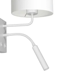 Luminex Wandlampe Weiß Stoff Lesearm E27 G9 H:38 cm blendarm* Wandleuchten|Schlafzimmer Lampen