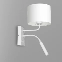 Luminex Wandlampe Weiß Stoff Lesearm E27 G9 H:38 cm blendarm* Wandleuchten|Schlafzimmer Lampen