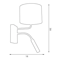 Luminex Wandlampe Weiß Stoff Lesearm E27 G9 H:38 cm blendarm* Wandleuchten|Schlafzimmer Lampen
