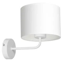 Luminex Wandlampe Weiß Stoffschirm Metall E27 H:24 cm blendarm* Wohnzimmerlampen|Metall Lampen