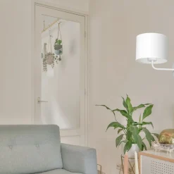 Luminex Wandlampe Weiß Stoffschirm Metall E27 H:24 cm blendarm* Wohnzimmerlampen|Metall Lampen