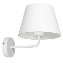 Luminex Wandlampe Weiß Stoffschirm Metall E27 H:24 cm konisch* Wandleuchten|Schlafzimmer Lampen