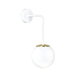 Discount Emibig Wandlampe Weiß verstellbar Kugel Schirm Glas Metall E27