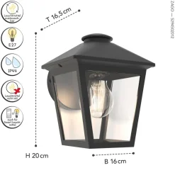 Eco-Light Wandlaterne außen Aluminium Glas E27 IP44 20 cm hoch* Metall Lampen|Gartenlaternen