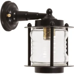 Lido Wandlaterne außen Messing Glas 24 cm hoch IP23 Schwarz E27* Außenwandleuchten|Gartenlaternen